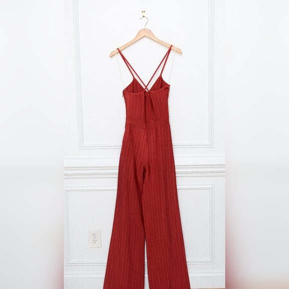 House of CB Devi Red Strappy Bandage Jumpsuit Wide Leg Criss Cross Back Size S - Picture 8 of 13